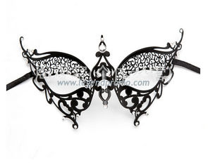 China Hot Sell Wholesale Luxury Sex Appeal Black Metal Laser Cut Masquerade Mask supplier